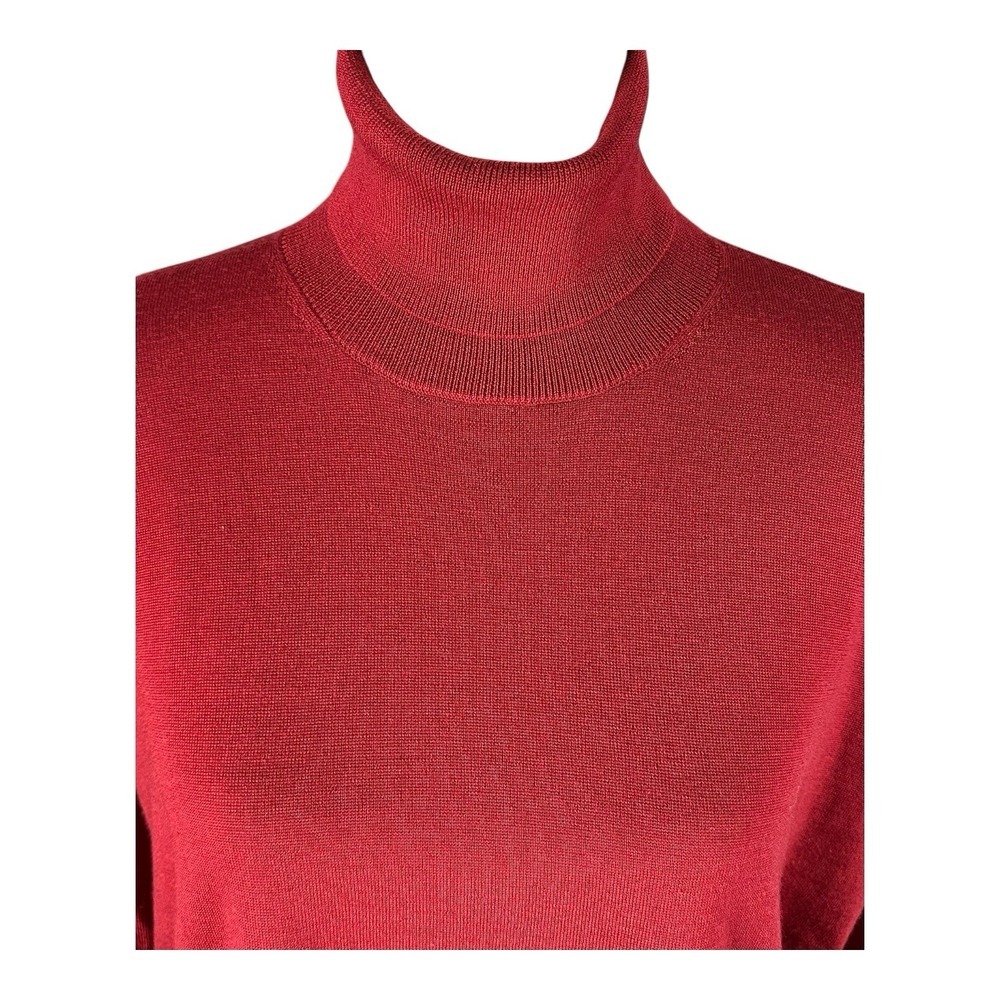 JCrew Turtleneck Merino Wool sweater‎ Side Slits Golden Burgundy Red Medium - Picture 2 of 13